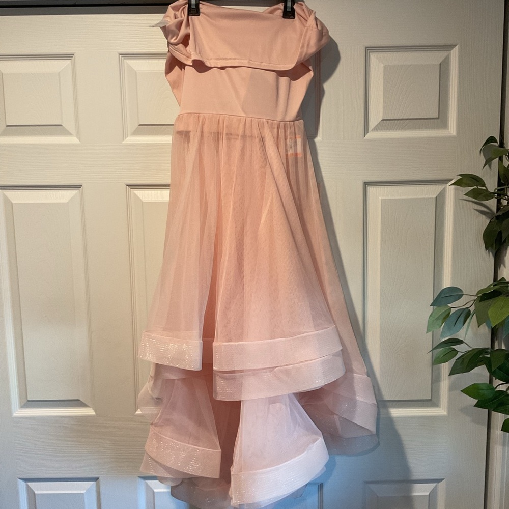 Say Yes To The Prom Vintage Pink Tulle Asymmetrical Dress Skirt Formal Y2K sz 9
